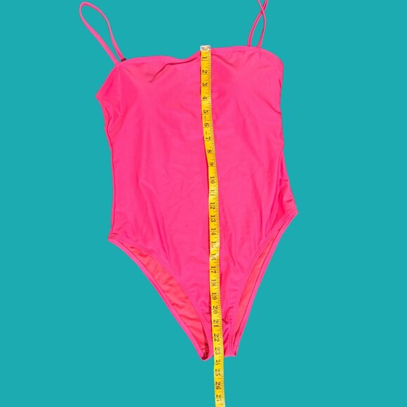 💕 Relleciga Hot Pink Spaghetti Strap One-Piece Swimsuit (Size L) - Picture 3 of 5